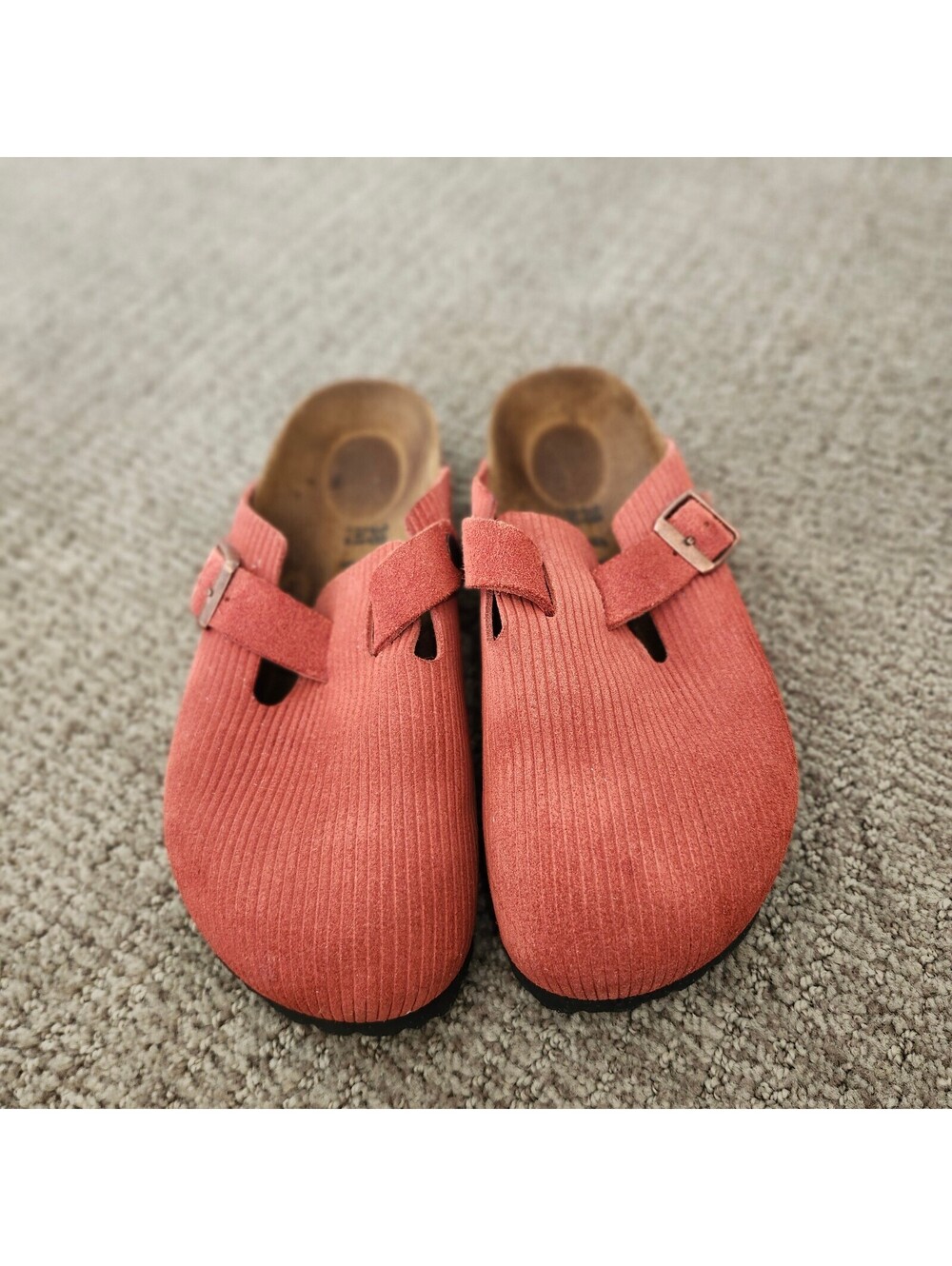 Birkenstock Boston Corduroy Suede Sienna Red Clog Slip-On Shoes Size 38 US 7